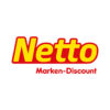 Netto Marken-Discount Logo in gelber Schrift mit rotem Rand auf weißem Hintergrund