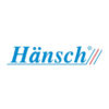 Hänsch Logo in blauer Schrift mit roten Akzentlinien auf weißem Hintergrund