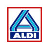 ALDI Logo in blau-türkisen Farben mit charakteristischem Dreieck-Design