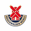 Logo der Rügenwälder Mühle mit gekreuzten roten Windmühlenflügeln und Gründungsjahr 1834