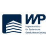 WP Ingenieurbüro für Technische Gebäudeausrüstung Logo mit stilisierten Gebäudelinien in dunkelblau