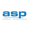 asp Software-Entwicklung Logo mit Slogan "Erfolg entwickeln" in blauer Schrift