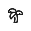 Schwarzes Palmen-Symbol für Urlaubsvorteile und Erholungszeit