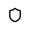 Schwarzes Schutzschildsymbol für Sicherheit und Datenschutz auf weißem Hintergrund