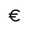 Schwarzes Euro-Symbol auf weißem Hintergrund für finanzielle Vorteile und Kostenersparnis